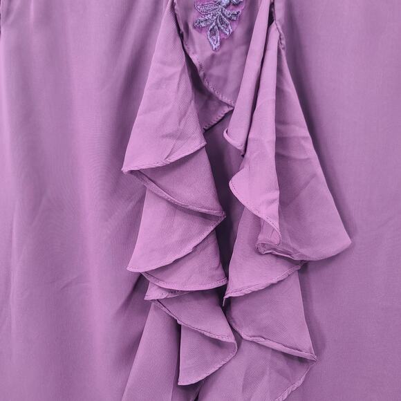 Mother of the Bride Asymmetrical formal Gown Embroidered floral bodice Size 16W - Picture 6 of 16